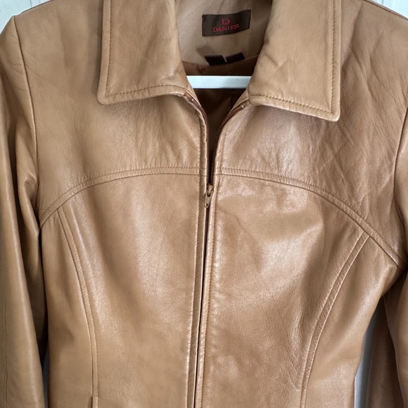 Tan genuine leather jacket - Picture 4 of 4